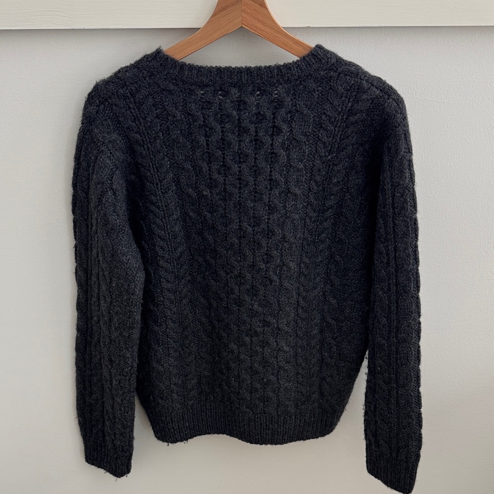 L.L. Bean Women’s Irish Wool Cardigan Gray Cable Knit Sweater Made In Ireland M - Picture 6 of 6